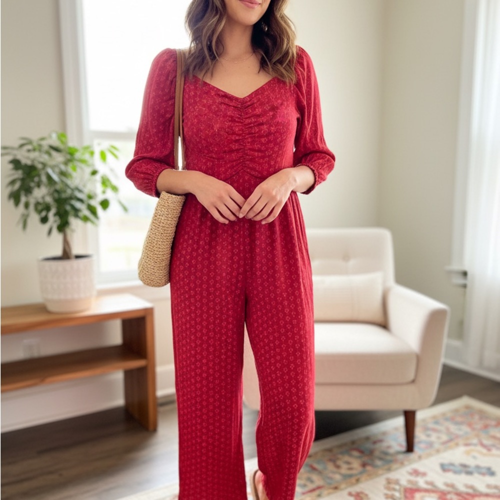 Knox Rose Vibrant Red Jumpsuit